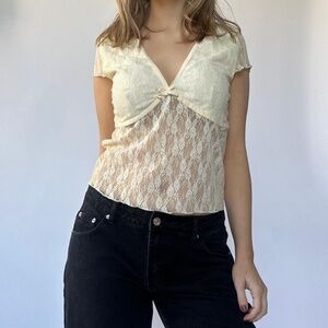 Lace Blouse V-Neck XL Just Polly New York